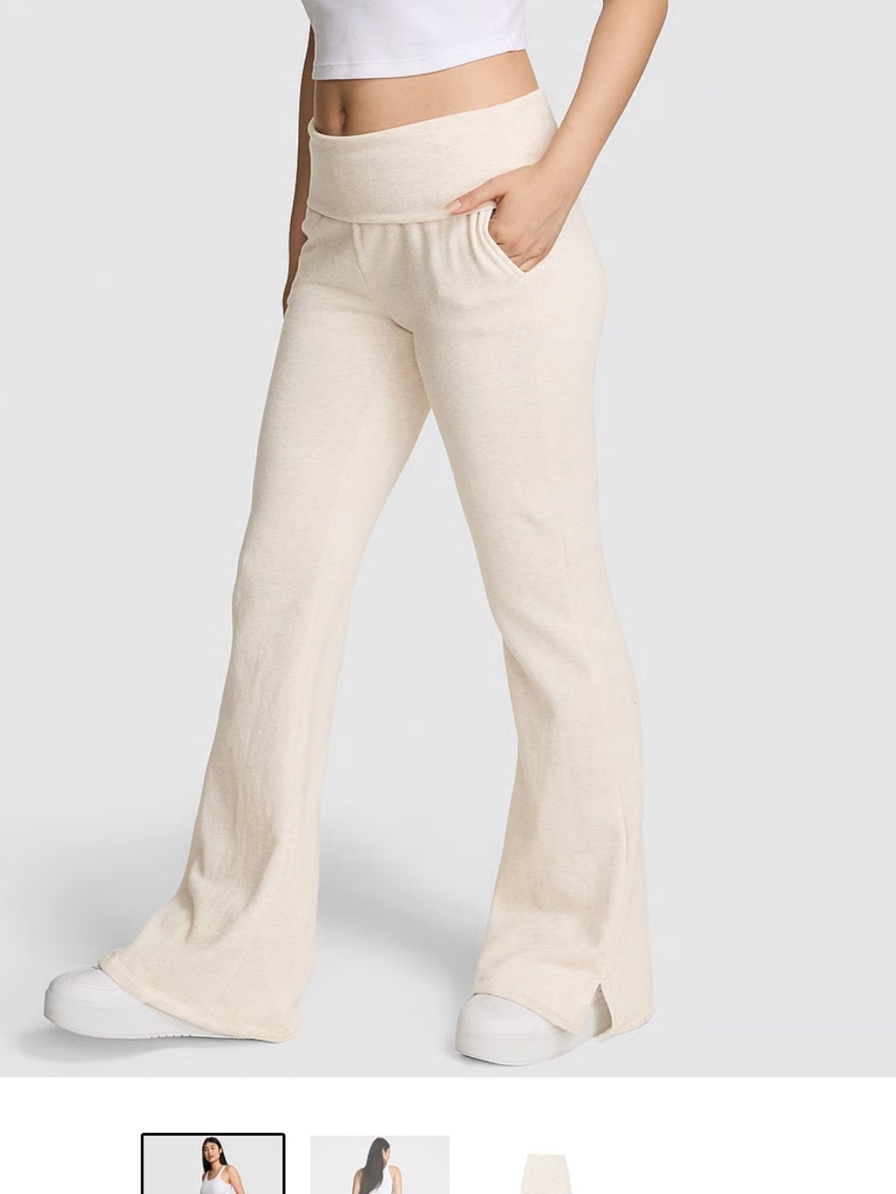 PINK Victoria's Secret Cream Wide-Leg Lounge Pants